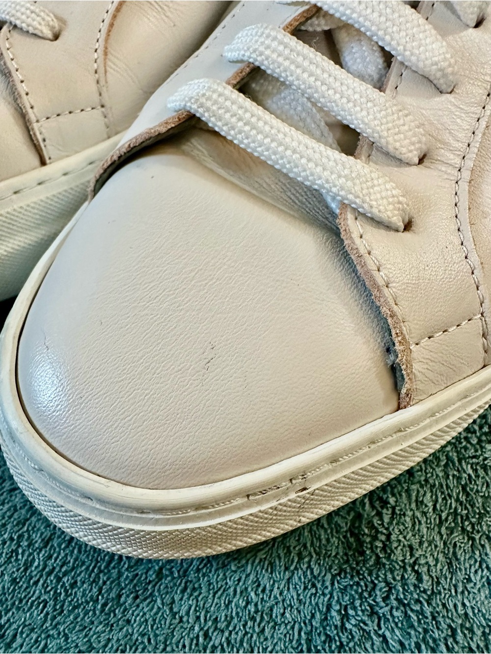 Celtic & Co. 100% Leather Platform Sneakers Cream Blue Heel EU 41 - Picture 6 of 8